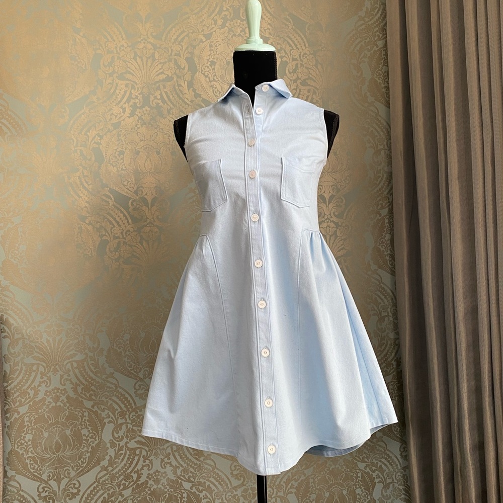 Vintage Button-Up Baby Blue Dress